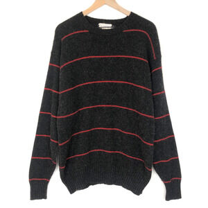VTG GAP Clothing Co 100% Wool Sweater‎ Men's Sz L Black Red Stripe Crew L/S 44"